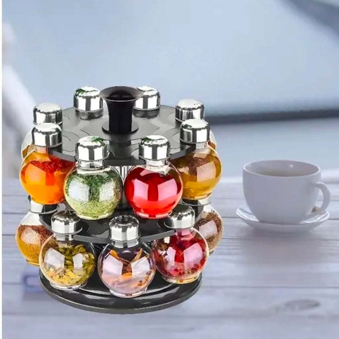 360 Revolving Spice Rack,Masala Container 1 Piece Spice Set (Plastic)