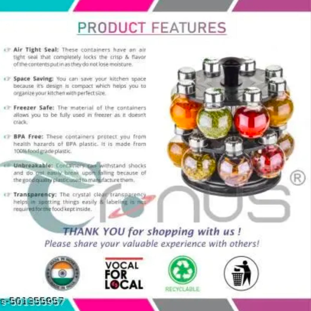 360 Revolving Spice Rack,Masala Container 1 Piece Spice Set (Plastic)